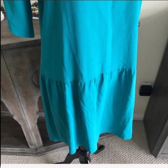 New Eileen Fisher V-Neck Short Dress Turquoise NWT Petite Minimalist Women Small - Picture 5 of 9